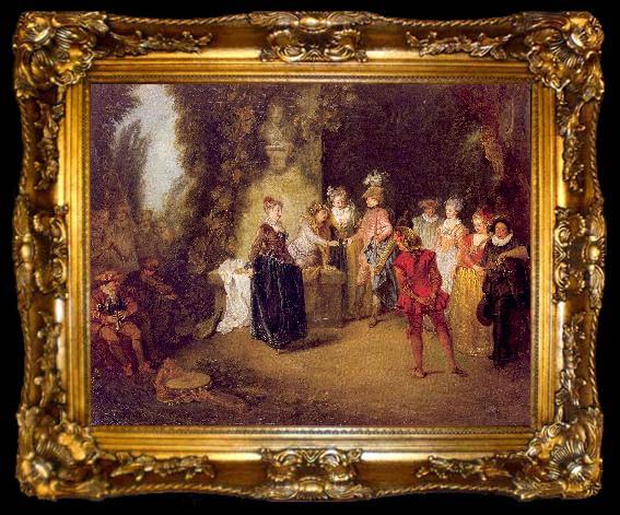 framed  WATTEAU, Antoine The French Theater, ta009-2